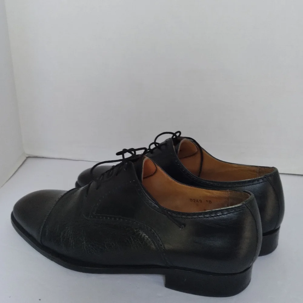 Classic Black Leather Oxford Dress Shoes Cap Toe Formal Business‎ Lace-Up